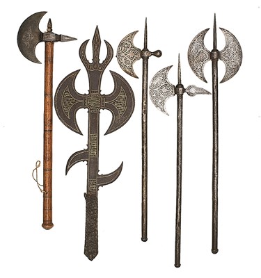 Lot 24 - **FOUR INDO-PERSIAN AXES AND AN AFRICAN AXE