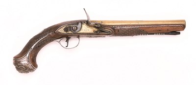 Lot 509 - A SILVER-MOUNTED FLINTLOCK PISTOL BY HEYLIN