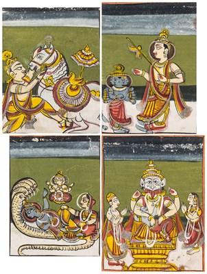 Lot 184 - FOUR PAINTINGS DEPICTING HINDU DEITIES, RAJASTHAN, INDIA, LATE 19TH CENTURY