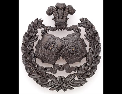 Lot 321 - A shako-plate of the 11th Cornwall Rifles c.1860.