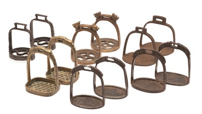 Lot 14 - SIX PAIRS OF CHINESE STIRRUPS