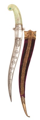Lot 37 - AN INDIAN JADE-HILTED DAGGER