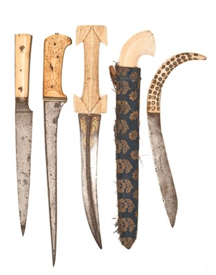 Lot 48 - FIVE EASTERN DAGGERS INCLUDING A PERSIAN KARD AND A PERSIAN PESH-KABZ