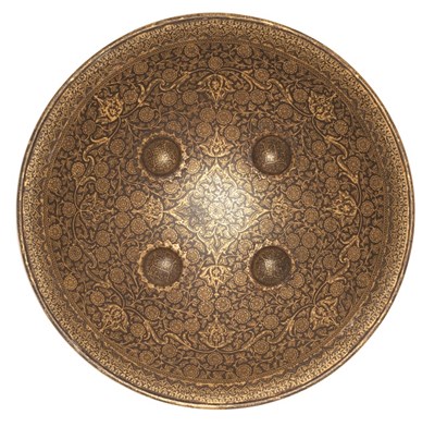 Lot 75 - A FINE INDO-PERSIAN STEEL SHIELD