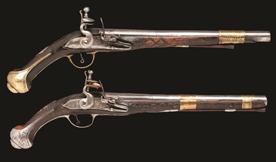 Lot 98 - **TWO 18 BORE TURKISH FLINTLOCK HOLSTER PISTOLS