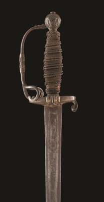 Lot 118 - A VERY RARE ENGLISH TRANSITIONAL RAPIER WITH BRASS HILT DECORATED WITH PORTRAIT BUSTS OF WILLIAM AND