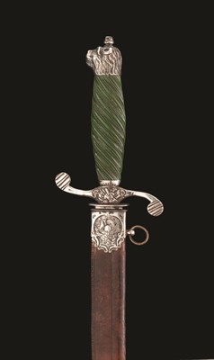 Lot 128 - A SILVER-MOUNTED HUNTING SWORD