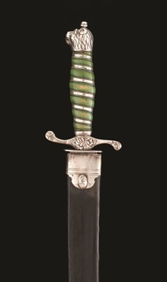 Lot 129 - A SILVER-MOUNTED HUNTING SWORD