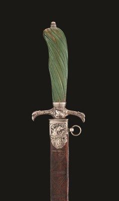 Lot 130 - A SILVER-MOUNTED HUNTING SWORD