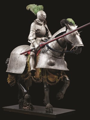 Lot 210 - A FINELY CONSTRUCTED LIFE SIZED FLUTED FULL ARMOUR FOR MAN AND HORSE IN THE SO-CALLED MAXIMILIAN FAS