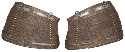 Lot 212 - A FINE PAIR OF ITALIAN ETCHED AND GILT TASSETS