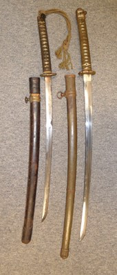 Lot 15 - TWO JAPANESE W.W.II SWORDS (KATANA)