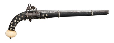 Lot 120 - A 28 BORE CAUCASIAN MIQUELET-LOCK HOLSTER PISTOL