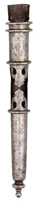 Lot 411 - A RARE SAXON ETCHED IRON SCABBARD FOR A DAGGER
