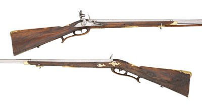 Lot 490 - A PAIR OF 24 BORE SOUTH GERMAN FLINTLOCK SPORTING GUNS