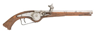 Lot 502 - A 28 BORE GERMAN LONG WHEEL-LOCK HOLSTER PISTOL