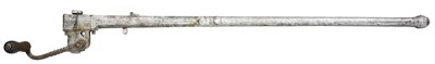Lot 532 - A RARE GERMAN HAND-IGNITED BREECH-LOADING WALLGUN OPERATING ON A VERTICALLY-FALLING RATCHET BREECH-B