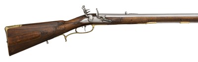 Lot 559 - A 29-BORE BAVARIAN FLINTLOCK RIFLED SPORTING CARBINE