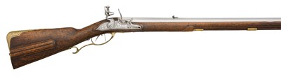 Lot 570 - A 35-BORE BAVARIAN FLINTLOCK SPORTING RIFLE BY JOHANN WOLF PETER