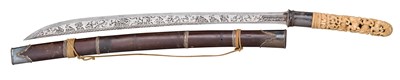 Lot 28 - A BURMESE IVORY AND SILVER-MOUNTED DHA AND ANOTHER