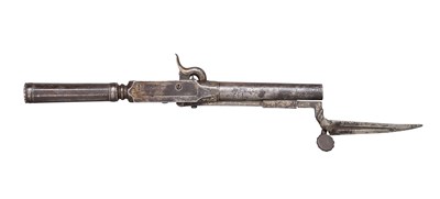 Lot 49 - A 32 BORE INDIAN COMBINED PERCUSSION PISTOL AND SPEAR