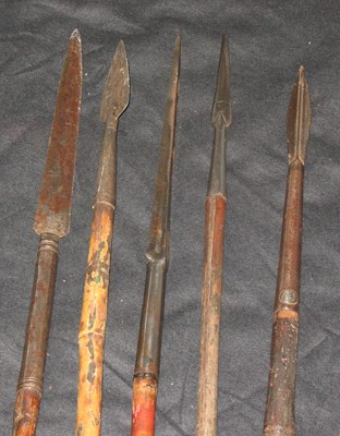 Lot 51 - THREE INDIAN SPEARS AND TWO LANCES