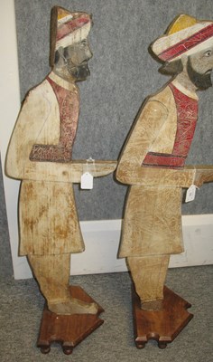 Lot 55 - A PAIR OF CARVED AND PAINTED INDIAN WAITER SUPPORTS