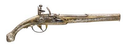 Lot 96 - **A 22 BORE BALKAN FLINTLOCK HOLSTER PISTOL
