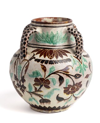 Lot 251 - AN UNUSUAL BOMBAY SCHOOL OF ART VASE, INDIA, CIRCA 1880-1890