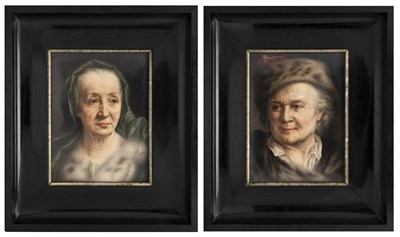 Lot 15 - A PAIR OF BERLIN (KPM) PAINTED PORCELAIN PLAQUES OF GENRE PORTRAITS, CIRCA 1900