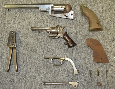 Lot 412 - THE BARREL, CYLINDER, FRAME AND TRIGGER-GUARD OF A COLT .31 CALIBRE MODEL 1849 POCKET REVOLVER