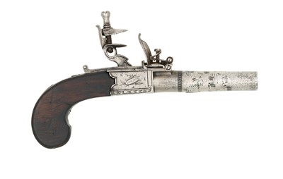 Lot 97 - a flintlock box-lock pocket pistol  signed nock