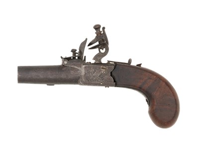Lot 99 - A FLINTLOCK BOX-LOCK POCKET PISTOL BY S.WALLIS