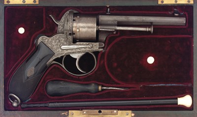 Lot 177 - a bohemian six-shot pin-fire revolver by lebeda a prague