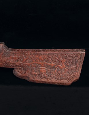 Lot 371 - A FINELY CARVED PORTION OF A WHEEL-LOCK GUN