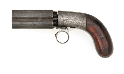 Lot 457 - a cooper's patent six-shot percussion pepperbox revolver by j.r.cooper