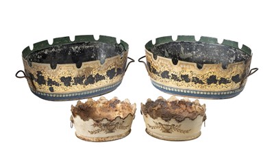 Lot 107 - A PAIR OF TOLE WARE GLASS COOLERS (RAFRAICHISSOIRS A VERRES)