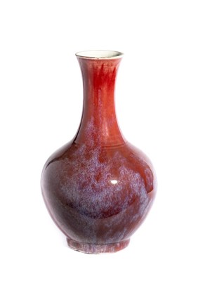 Lot 8 - A CHINESE FLAMBE-GLAZED BOTTLE VASE, QING DYNASTY, 19TH CENTURY
