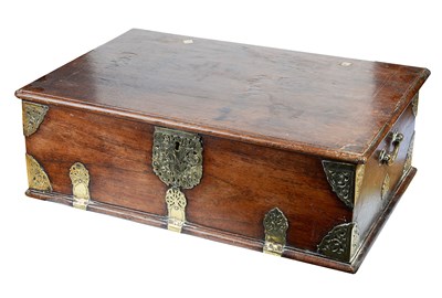 Lot 205 - A SINHALESE BRASS MOUNTED CHEST