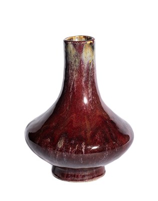 Lot 6 - A CHINESE FLAMBE-GLAZED BOTTLE VASE, QING DYNASTY, 19TH CENTURY