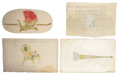 Lot 218 - FOUR DRAWINGS OF DESIGNS FOR OBJECTS