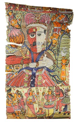 Lot 221 - TWO NARRATIVE SCROLLS DEPICTING SCENES FROM THE RAMAYANA