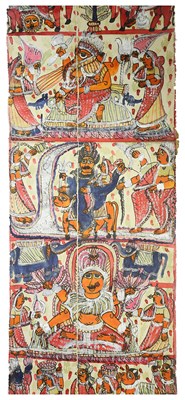 Lot 223 - A NARRATIVE SCROLL DEPICTING SCENES FROM THE RAMAYANA