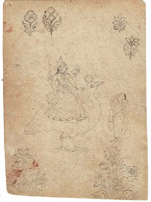 Lot 229 - TWO LEAVES OF INDIAN DRAWINGS