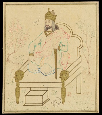 Lot 242 - â€¡ FIVE COLOURED INK DRAWINGS OF ANCIENT PERSIAN KINGS