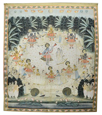 Lot 263 - A PAINTED CLOTH HANGING (PICCHAVAI) DEPICTING SHARADA UTSAVA