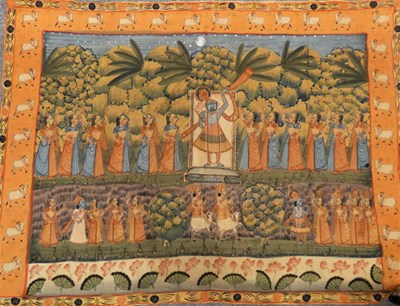 Lot 275 - FOUR PAINTED COTTON HANGINGS (PICHHAVAI)