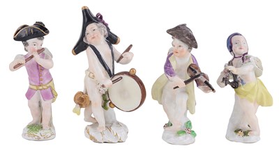 Lot 283 - A GROUP OF FOUR MEISSEN FIGURES OF CUPID IN DISGUISE