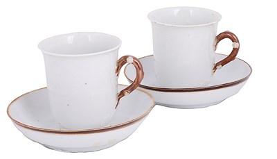 Lot 288 - A PAIR OF DOCCIA COFFEE CUPS AND SAUCERS