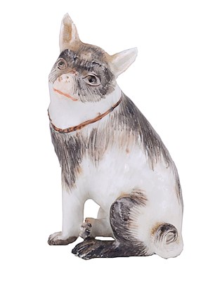 Lot 306 - A MEISSEN MINIATURE FIGURE OF A DOG